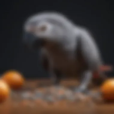 African Grey parrot enjoying a pellet diet