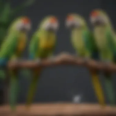 Various types of perches for Amazon parrots displayed together