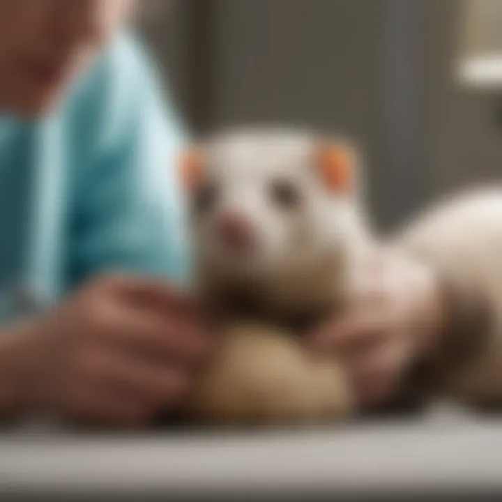 A veterinarian examining a ferret, highlighting the importance of professional care