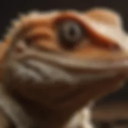 Close-up of a bearded dragon showing signs of parasite infestation