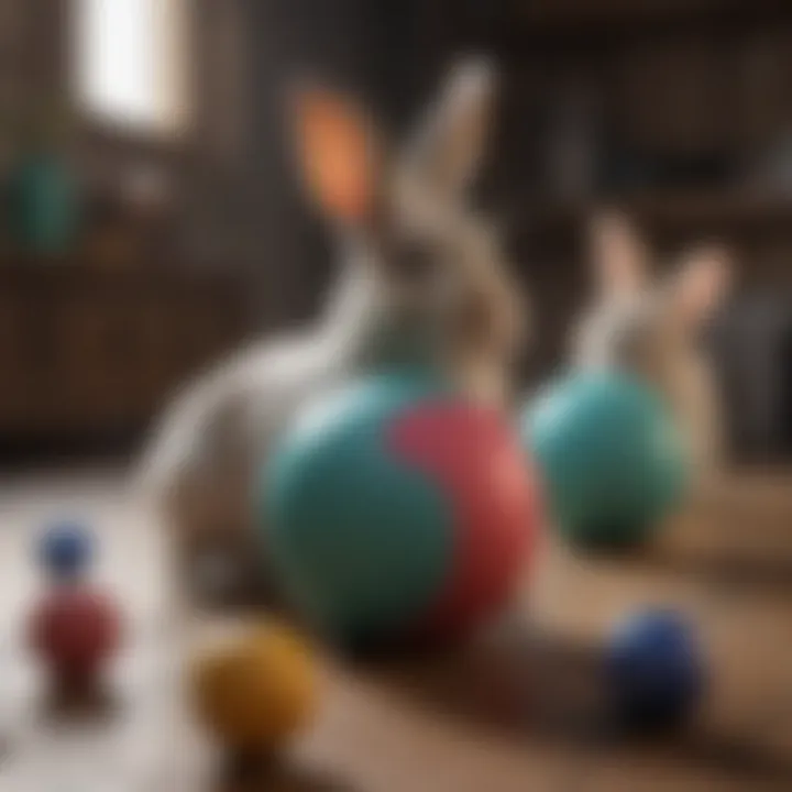 Different types of bunny exercise balls displayed together