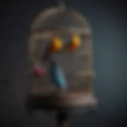 Elegant bird cage top play stand with colorful perches