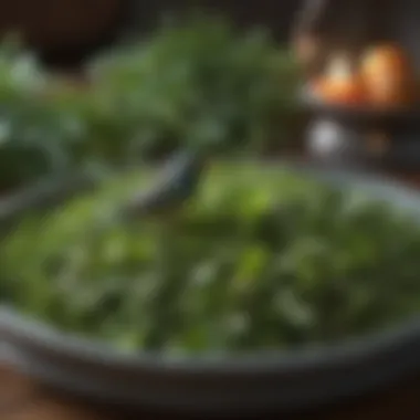 A colorful assortment of greens in a bird feeding dish