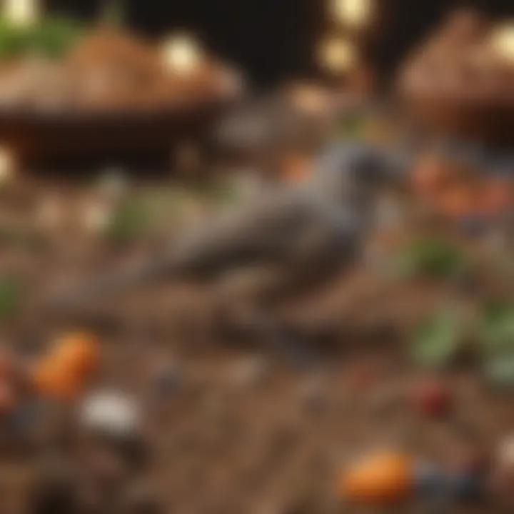 A variety of bird food options displayed aesthetically, representing a balanced diet.