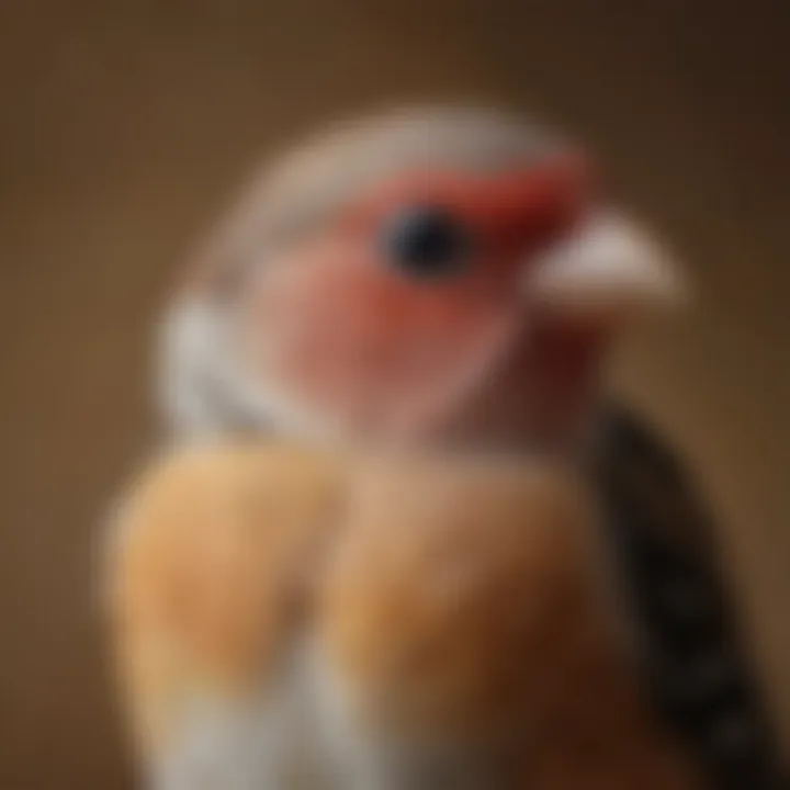 A close-up of a finch, highlighting its delicate features and intricate plumage.