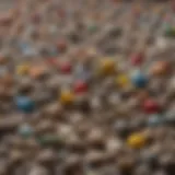 Close-up of assorted bird pellets showcasing different textures and colors