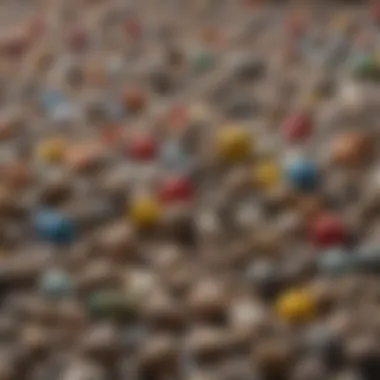 Close-up of assorted bird pellets showcasing different textures and colors