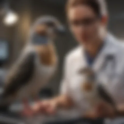 Veterinarian performing ultrasound on a bird