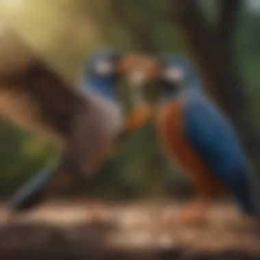 Male Bird Performing Mating Dance A male bird performing an elaborate mating dance to attract a mate