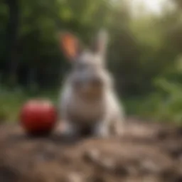 Bunny sniffing bitter apple spray