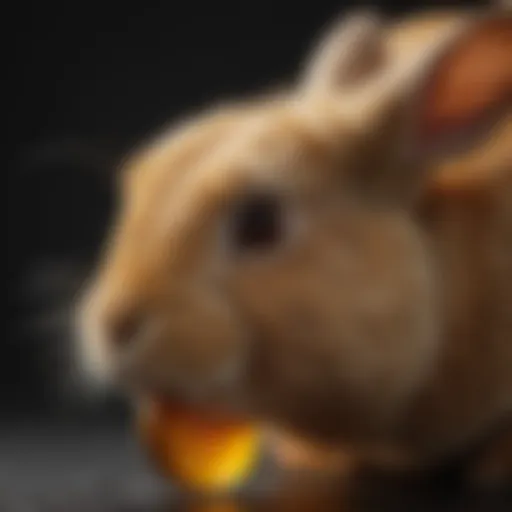 Close-up of rabbit urine showing discoloration