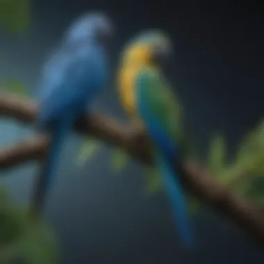 A vibrant Blue Amazon Parrot perched on a branch, showcasing its stunning plumage and inquisitive nature.