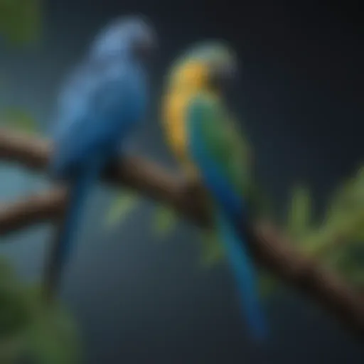 A vibrant Blue Amazon Parrot perched on a branch, showcasing its stunning plumage and inquisitive nature.