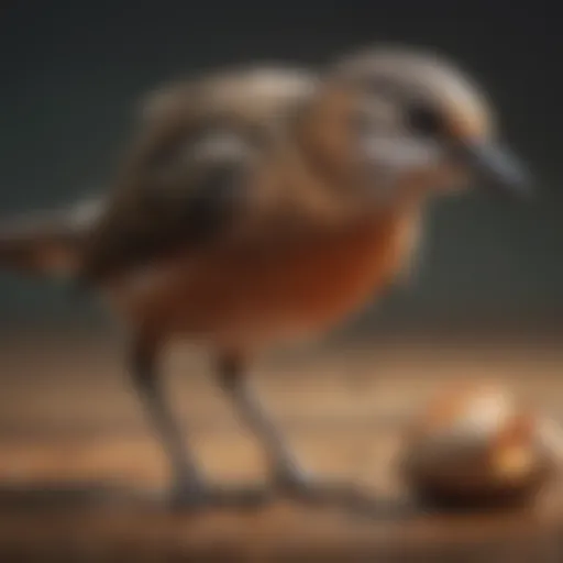Illustration of a bird with a broken leg, displaying the injury clearly.