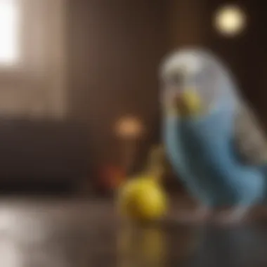 Engagement: Budgie Playing with Its Favorite Toy Budgie interacting with a toy