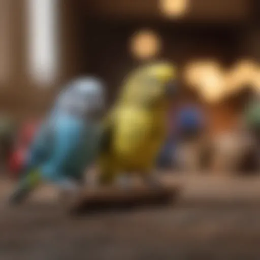 Colorful assortment of budgie toys