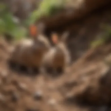Bunnies exploring their enriching burrow environment