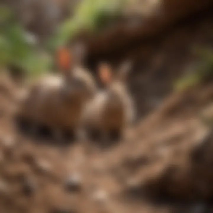 Bunnies exploring their enriching burrow environment