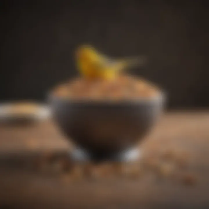 A variety of seeds and pellets arranged in a bowl for canary nutrition.