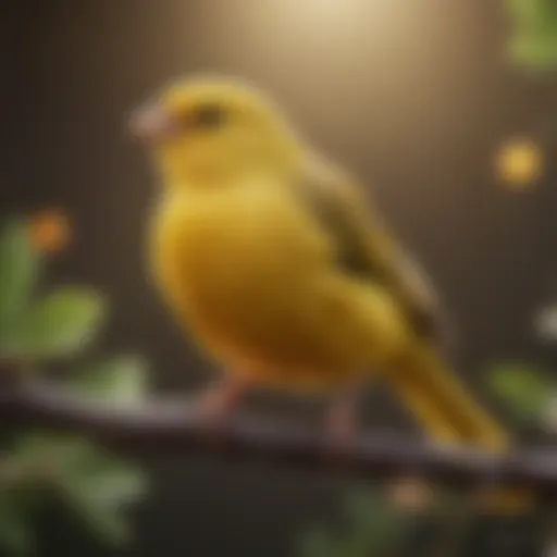 A vibrant canary perched on a branch, showcasing its bright plumage.