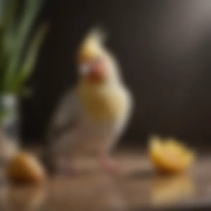 A bottle of cockatiel mite spray in a natural setting