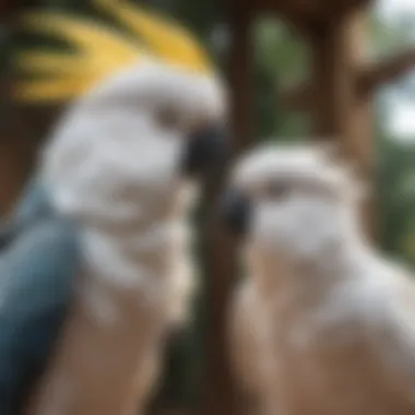 Cockatoo Bonding with Caregiver A cockatoo happily interacting with its owner while wearing a flight suit.