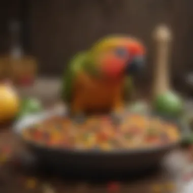Nutrient-Rich Food Mix for Conures A well-balanced bowl of conure food mix