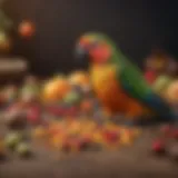 Colorful array of seeds and fruits for conure diet