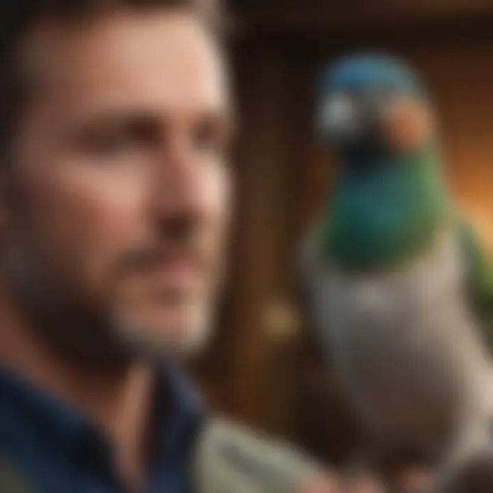 Bird owner discussing options with a vet