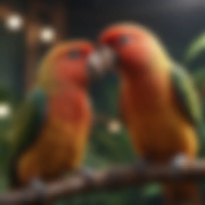 A beautiful aviary setup for lovebirds