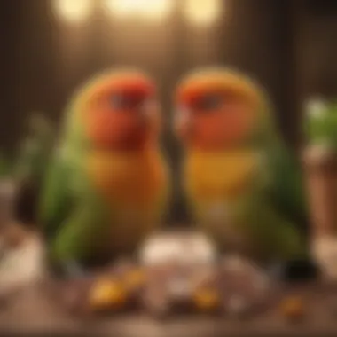 An assortment of lovebird food options