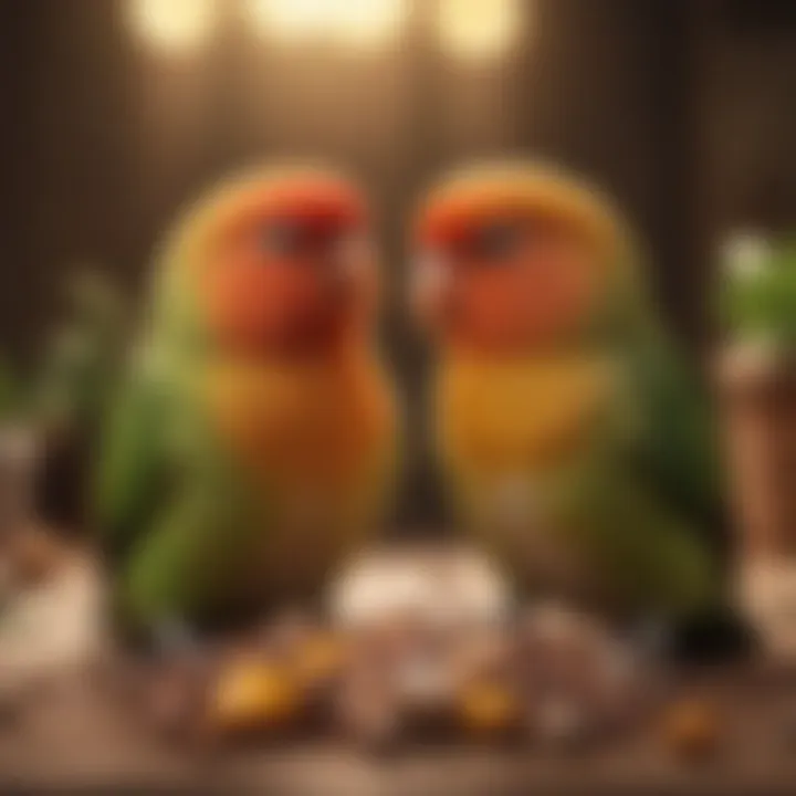 An assortment of lovebird food options