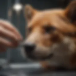 A veterinary professional conducting a critical care assessment on a carnivorous pet.