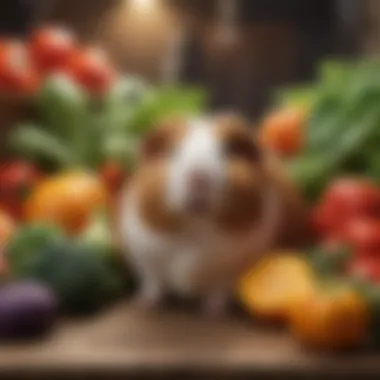 A vibrant assortment of fresh vegetables suitable for guinea pigs