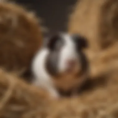 A pile of hay, essential for a guinea pig's diet