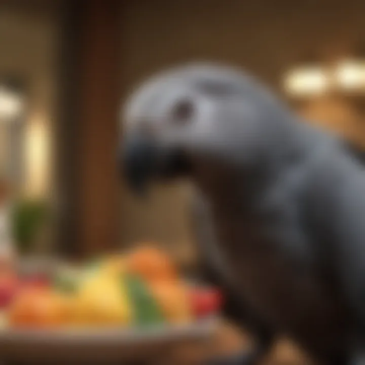 A guide showcasing safe and unsafe foods for African Grey Parrots