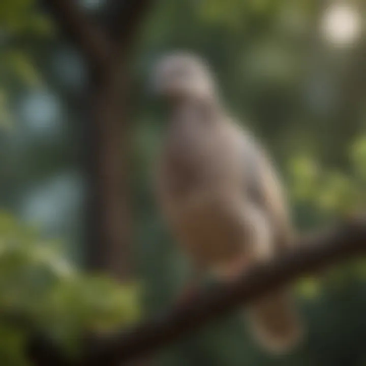 A healthy dove perched on a branch