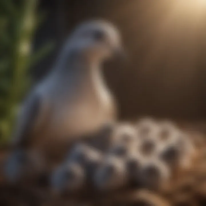 Dove feeding hatchlings