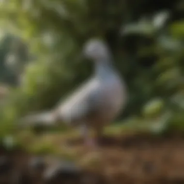 Dove Species in Their Natural Environments An overview of various species of doves in a lush garden setting, highlighting their natural environments.