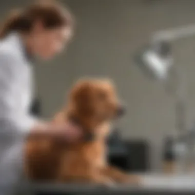 Dr. Kelleher engaging with a dog during a check-up