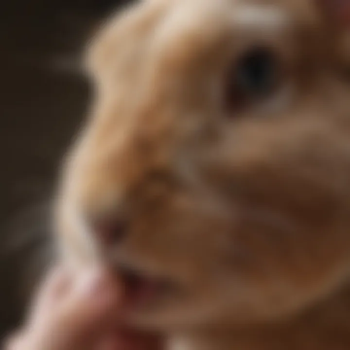 Veterinarian examining a rabbit's ear for diagnosis