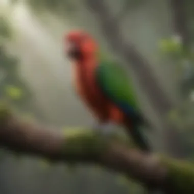 Vibrant Eclectus parrot perched on a branch