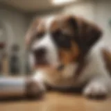 A close-up of a pet receiving emergency care at a veterinary clinic