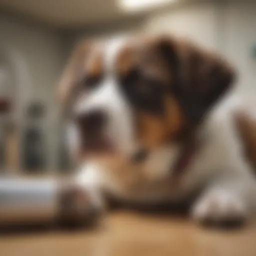 A close-up of a pet receiving emergency care at a veterinary clinic