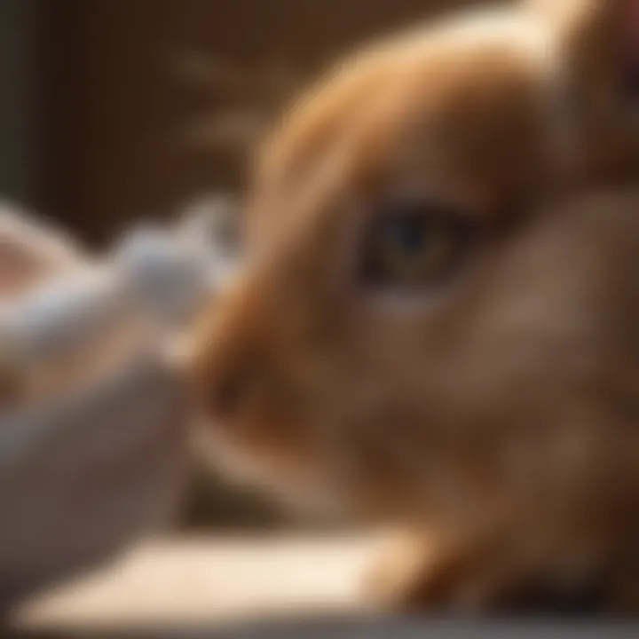 Veterinarian examining a rabbit's eye