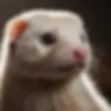 A ferret with noticeable hair loss displaying skin condition