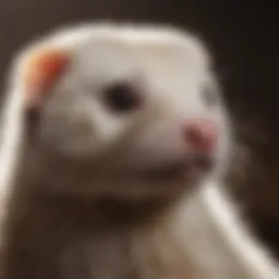 A ferret with noticeable hair loss displaying skin condition