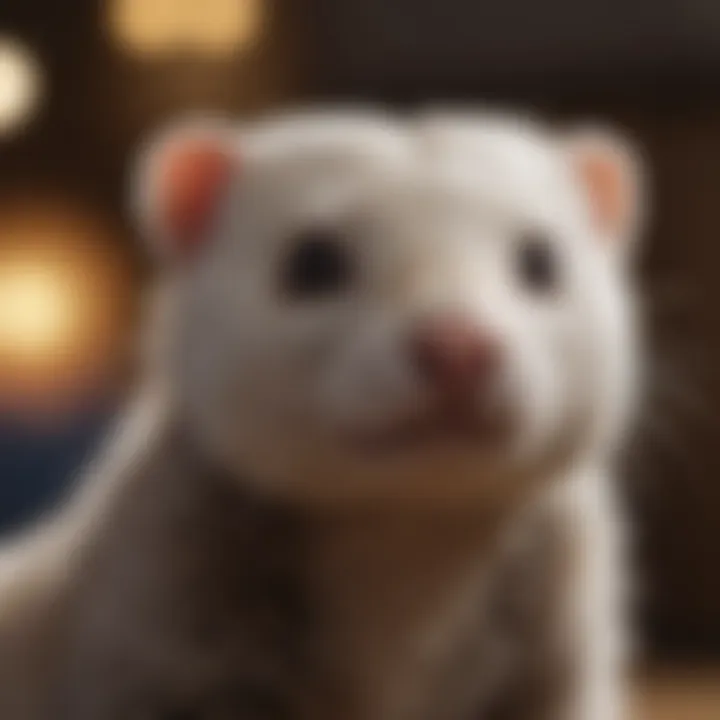 Ferret owner providing home care to maintain fur health