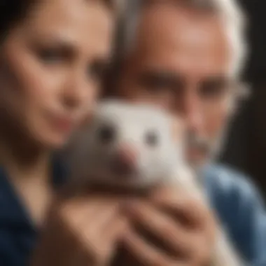 Veterinarian Examining Ferret Veterinarian examining a ferret to diagnose hair loss cause
