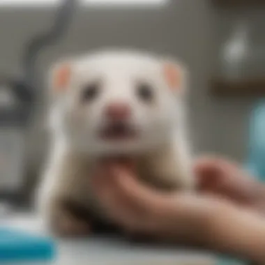 Veterinarian examining a ferret in a clinic setting